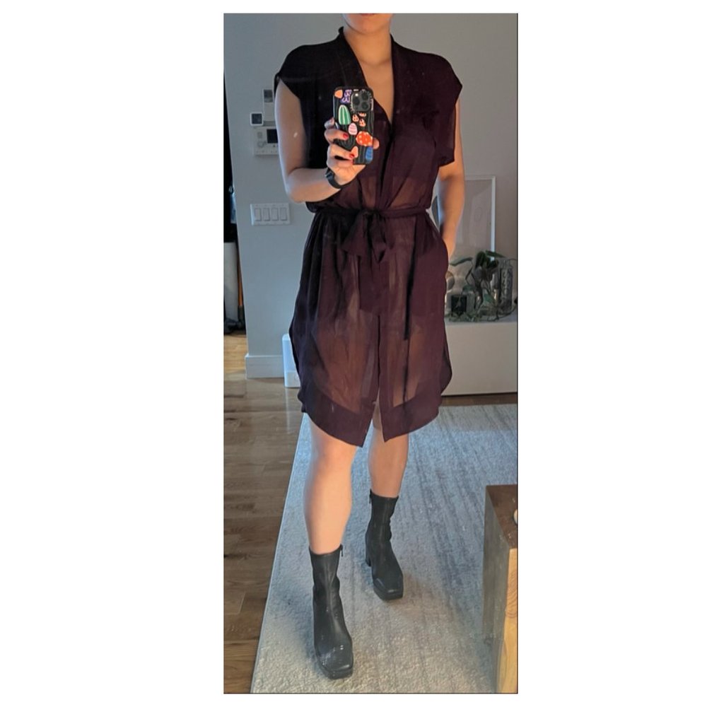 AllSaints Hayworth Oxblood Sheer Shirt Dress Size 8